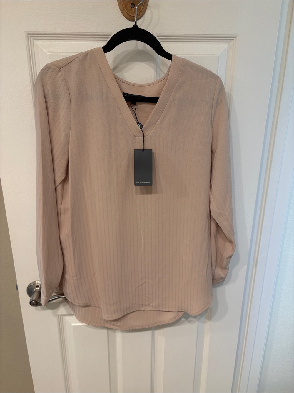 Adrianna Papell Blush V-Neck Long Sleeve Blouse